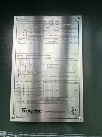 2500 KVA 24940 Delta Primary, 480Y Secondary, Surplec, Station - Image 2