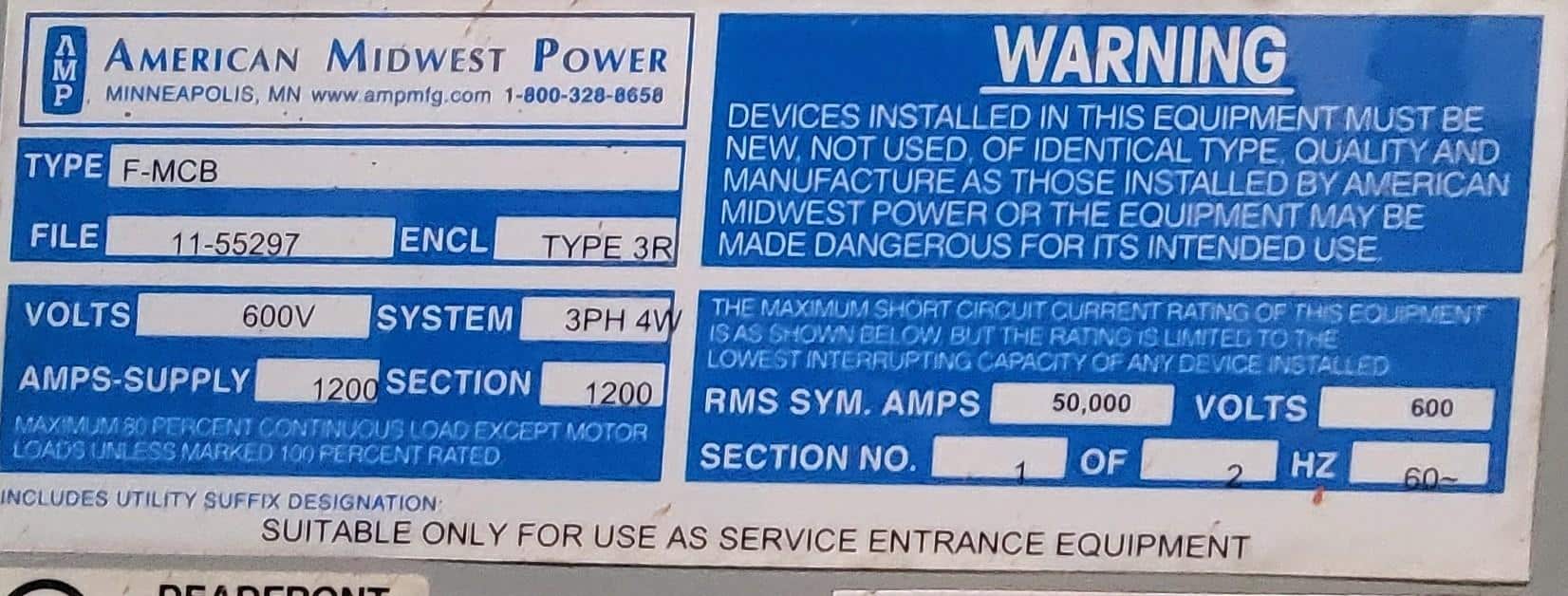 1200 Amp. Cummins OTPCE-A040V088, Automatic Transfer Switch, 3 pole, NEMA 3R enclosure, 600 Volt, 3PH, 2011 - Image 7