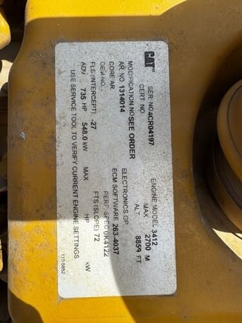 735 HP Caterpillar #3412, industrial diesel engine w/ radiator - Image 3