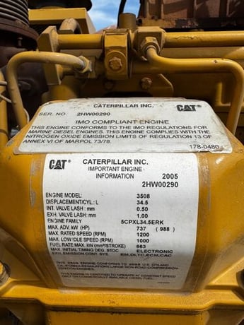 1030 KW Caterpillar #3508, diesel generator set, 600 Volts, 3-phase, Kato 6P6-2700 generator end, 2005 - Image 2