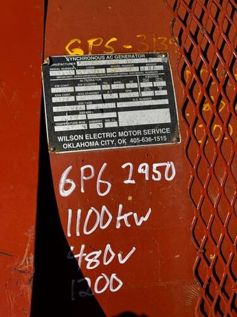 1100 KW, 1200 RPM, Kato #908-68035, generator end, 480 Volts, 3-phase - Image 2