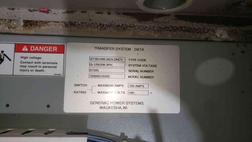 100 Amp. Generac GTS Series #GTS010W-3G2LDNCY, Automatic Transfer Switch, 3 Phase, 120/208 Volts - Image 5