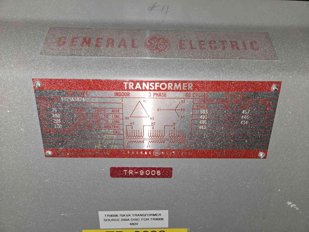 75 KVA, 480 Primary, 208/120 Secondary General Electric #9T23A3874, Dry Type Transformer, 3 Phase, 60 Hz - Image 6