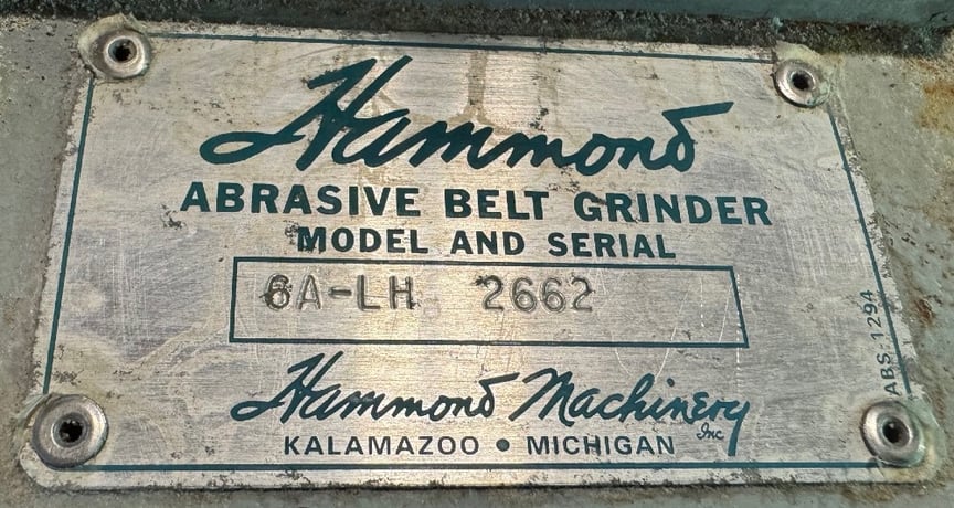 Hammond #6A-LH, backstand w/ air tension, Floor Stand, Belt Guard - Image 6