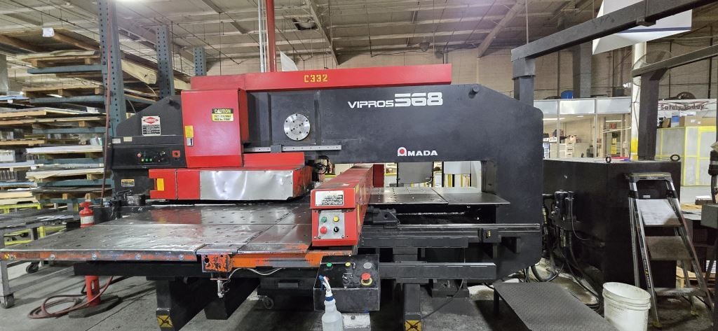 55 Ton, Amada #Vipros-568, CNC turret punch, 62 station, 60" x 157.5" sheet, Amadan 04PC, ball transfer - Image 1