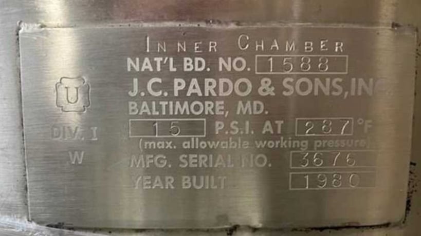 100 gallon J.D. Pardo, Stainless Steel Jacketed Triple Motion Vacuum Processor Kettle - Image 2
