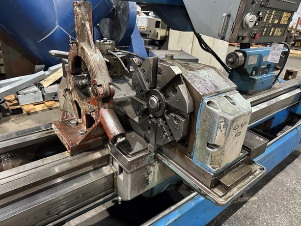 Mazak #M5x3000U, CNC lathe, Mazatrol T32-2 Control, 24" swing, 126" centers, 4-jaw 18" chuck, 4" bar, 1990 - Image 6