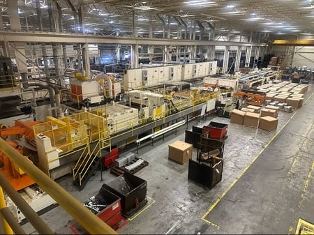 0.1" x 74" Trapezoidal Cut-to-Length Line, L to R, 19-roll leveler, 168" max. blank length, 300 FPM, 1989 - Image 1