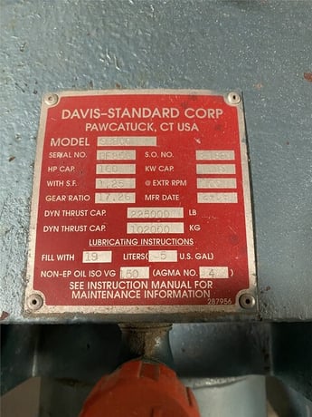 2.5" Davis Standard #SB250, Super Blue Extruder, 24:1 L/D, 40 HP, Air-Cooled, 4 Barrel Zones, SSD Drive, Belt - Image 8