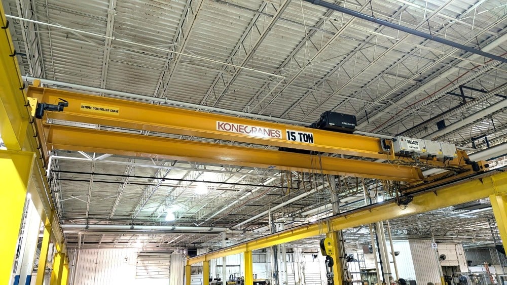 15 Ton, Kone, 37' 0" Span, 20' Lift, Radio Control, VFD All Motions, 130' L freestanding runway system, 2012 - Image 4