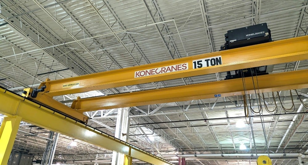 15 Ton, Kone, 37' 0" Span, 20' Lift, Radio Control, VFD All Motions, 130' L freestanding runway system, 2012 - Image 5