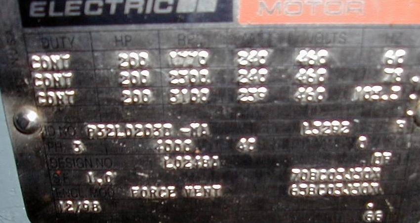 200 HP 1770 RPM Reliance, AC motor, Frame L-3292, 460 Volts - Image 3