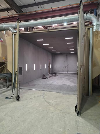 192" wide x 144" H x 432" L ABS, Walk-In Abrasive Blast Room, dust collector, 2021 - Image 2