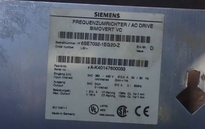 Siemens #6SE7032-1EG20-Z, ac drive - Image 9