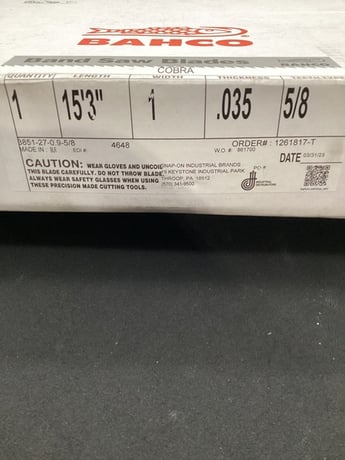 Bahco #COBRA 3851-27-0.9-5/8, BANDSAW BLADE, NEW - Image 3