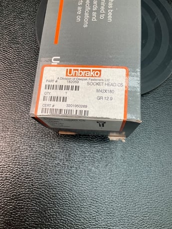 Unbrako, 182059 M42X180MM SOCKET HEAD CAP SCREW - Image 2