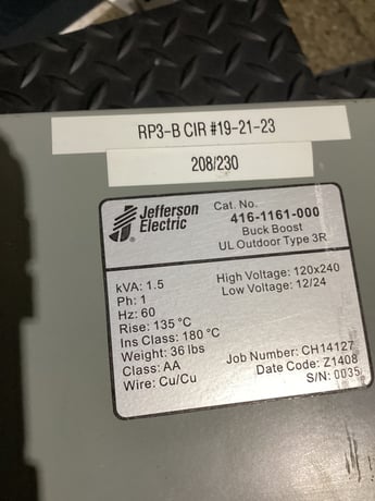 Jefferson Electric #416-1161-000, BUCK-BOOST TRANSFORMER - Image 4