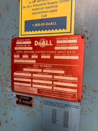 Doall #2013-V, Vertical Band Saw, 20" Throat, 13" Height, 2 HP, 26" x 26" Table - Image 6