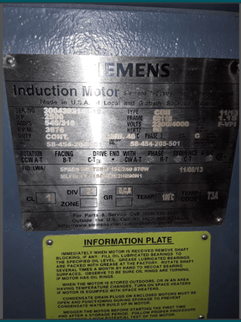 2500 HP 3576 RPM Siemen, CG11, Frame 6811S, 2300/4000 Volts, 2013 - Image 3