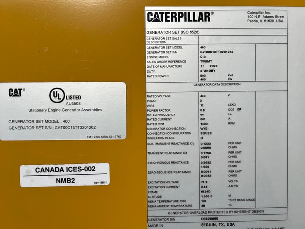 400 KW Caterpillar #400, Diesel Generator Set, 480 Volts, 621 HP @ 1800 RPM CAT engine, circuit breaker - Image 8