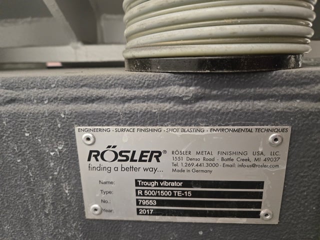 15 cu.ft. Rosler #R-500/1500, Tub Style Vibratory Finisher, 1.6'x4.9'x1.9' tub, 3.5 HP, 110 hours, 2017 - Image 4