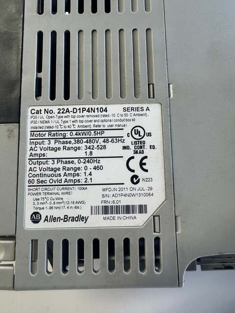 Allen-Bradley PowerFlex 4 VFD 22A-D1P4N104 480V 3-Phase - Image 3