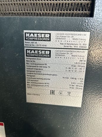 174 cfm, 125 psi, Kaeser #SFC-30S, Rotary Screw Air Compressor, 40 HP, 3000 RPM, 230 psi refrigeration dryer - Image 6