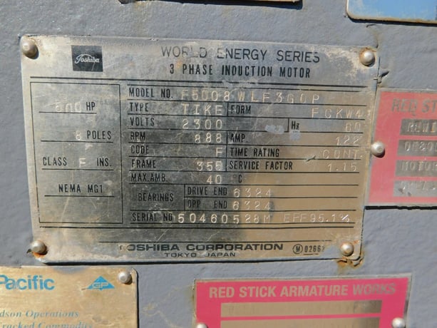 500 HP 888 RPM Toshiba, Frame 355, 2300 Volts, TIKE Type - Image 5
