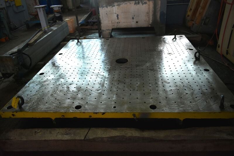96" x 96" x 9" Floor plate layout table, drilled & tapped, 8" center hole - Image 2