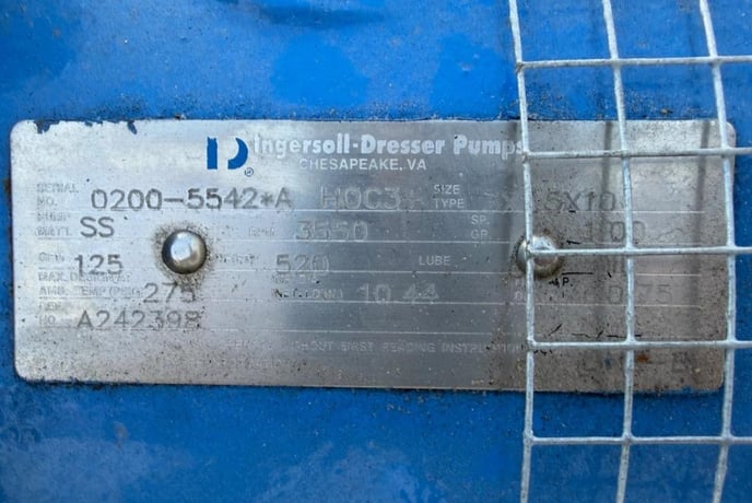 125 GPM @ 520' TDH, Ingersoll-Dresser, Centrifugal Pump Skid, 10.24" impeller diameter, 275 psi, 60 HP - Image 2