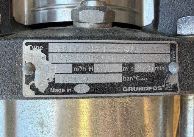 79 GPM @ 200' TDH, Grundfos #CRN16-50A-F-G-AUUF, Vertical Multistage Centrifugal Pump, 7.5 HP Baldor motor - Image 3