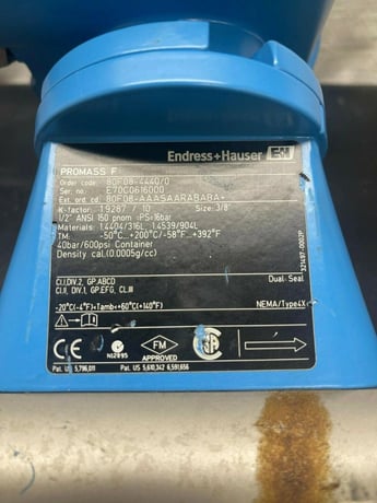 Endress & Hauser #Promass-80, Coriolis Mass Flow Meter w/ Promass F Transmitter, 600 psi, -58&deg;F to 392&deg;F - Image 8