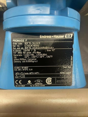 Endress & Hauser #Promass-80, Coriolis Mass Flow Meter w/ Promass F Transmitter, -4&deg;F to 140&deg;F temp. range - Image 9