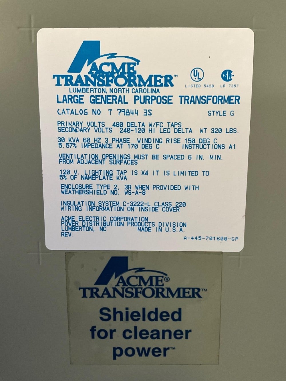 30 KVA 480 Delta Primary, 240 Delta 120 Secondary, 3 phase, Dry Type Transformer - Image 3