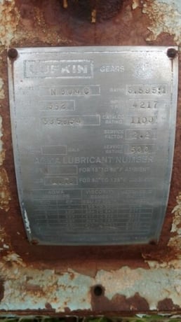500 HP @ 1173 RPM, Lufkin #N804C, 4217 RPM out, 3.59 :1 ratio, 2.20 service factor, s/n 362 - Image 2