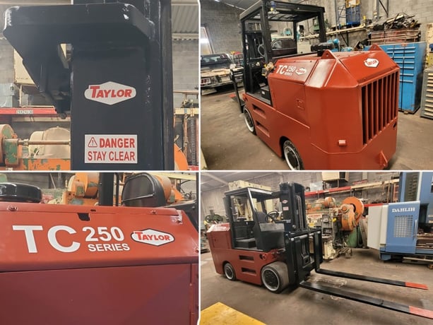 25000 lb. Taylor #TC-250, diesel forklift, 100" lift height, 96" fork length, solid tires, 4 cylinder Detroit - Image 3