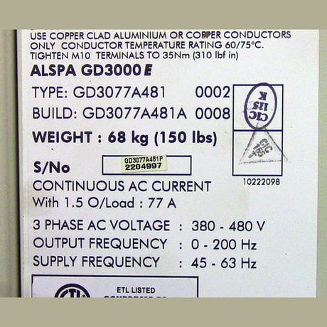 60 HP Alstom, GD3077A481, VFD, 380-480 VAC, 3-phase, (2 available) - Image 3