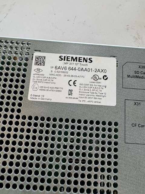 Siemens HMI Touch Panel 6AV6 644-0AA01-2AX0 24 VDC - Image 3