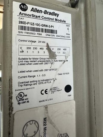 Allen-Bradley ArmorStart Control Module 280D-F12Z-10C-GRW-3-P1 S/N 1TB506ED - Image 2