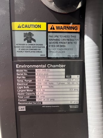 12" width x 12" D x 12" H MTS #651.06B-03, environmental test chamber, Stainless steel interior, chamber door - Image 3