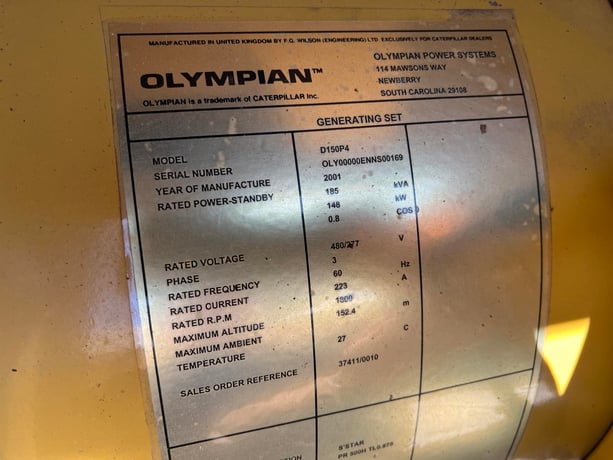 150 KW Caterpillar/Olympian #D150P4, Diesel Generator, 277/480 Volts, 1800 RPM, circuit breaker, 1PH/3PH, 216 - Image 10