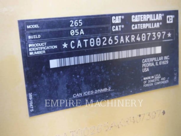 Cat 265-5 CA, Skid Steer Loader, 301 hours, S/N: KR407397, 2025 - Image 8