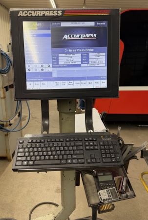 250 Ton, Accurpress #725012, cnc press brake, 12' overall, 124" between housing, 8" stroke, 10" throat, 16" - Image 5