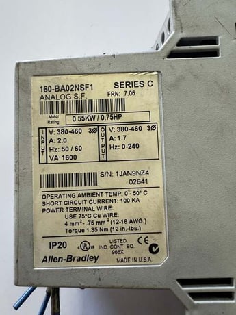 Allen-Bradley Variable Speed Drive 160-BA02NSF1 380-460V 3-Phase - Image 3