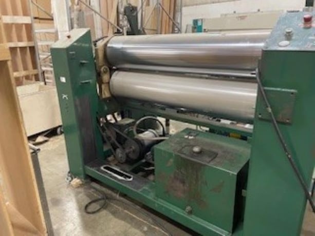 50" Monco #TB-60, continuous panel paper laminator, hot top & bottom oil heated chrome plated rollers, 1985 - Image 1