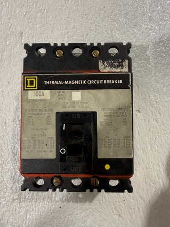 100 Amps, Square D #FAL34100, Molded Case Circuit Breaker, 3-pole, 480 VAC/250 VDC - Image 1