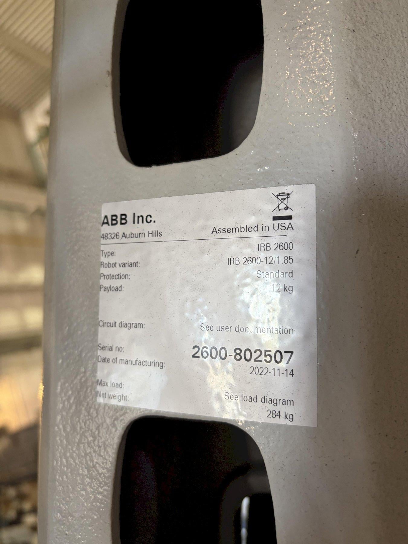 ABB, IRB-2600-12/1.85, 6-Axis robot, 26.4 lb payload, IRC 5 controller, pendant controller, 2022 - Image 3