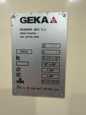 5" x 5" x 1/2" Geka #Hydracrop-80S, Ironworker, 88 ton, 12" throat, 2022 - Image 8
