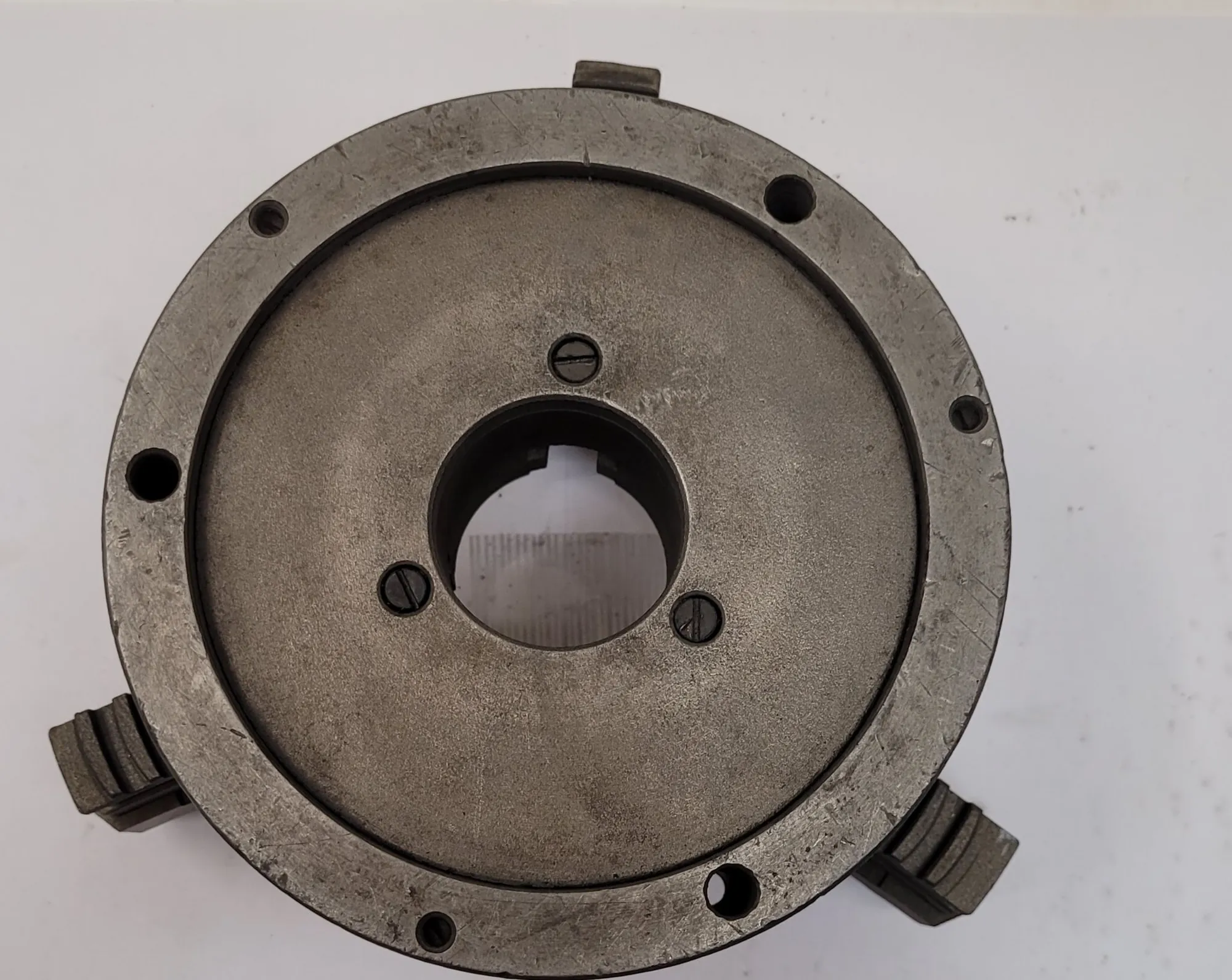 6" Bison, 3-jaw lathe chuck, 1-1/2" center hole, flat back, 94111 - Image 2
