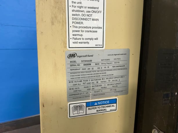 Ingersoll Rand #D2720INA400, Refrigerated Compressed Air Dryer, 9 HP, 460 V. (2 available) - Image 3